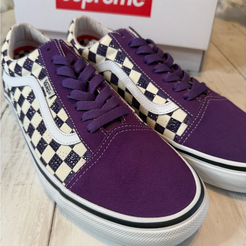 Supreme X Vans Swarovski Old SKOOL Royal Purple -Men’s size 10.5